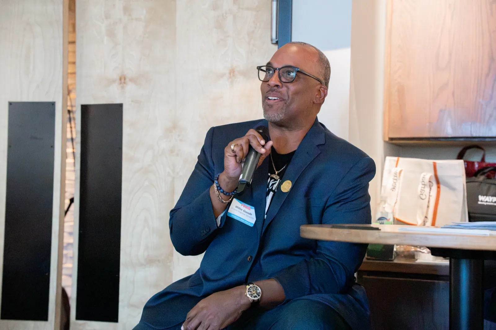 Willie Goode speaking at the IWA Charlotte kickoff